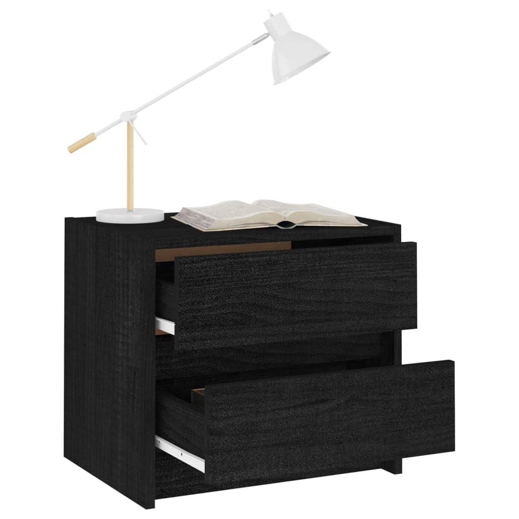 

vidaXL Nachtkastjes 2 st 40x30,5x35,5 cm massief grenenhout zwart