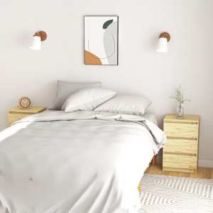 Nočna omarica 2 kosa 40x29,5x64 cm trdna borovina