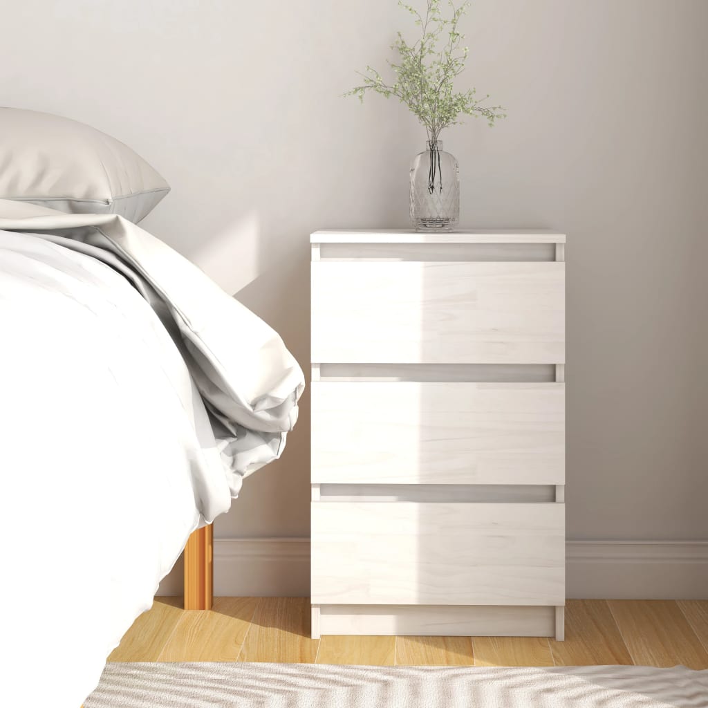 vidaXL Szafka nocna, bia�a, 40x29,5x64 cm, lite drewno sosnowe