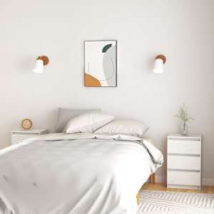 Nočna omarica 2 kosa bela 40x29,5x64 cm trdna borovina