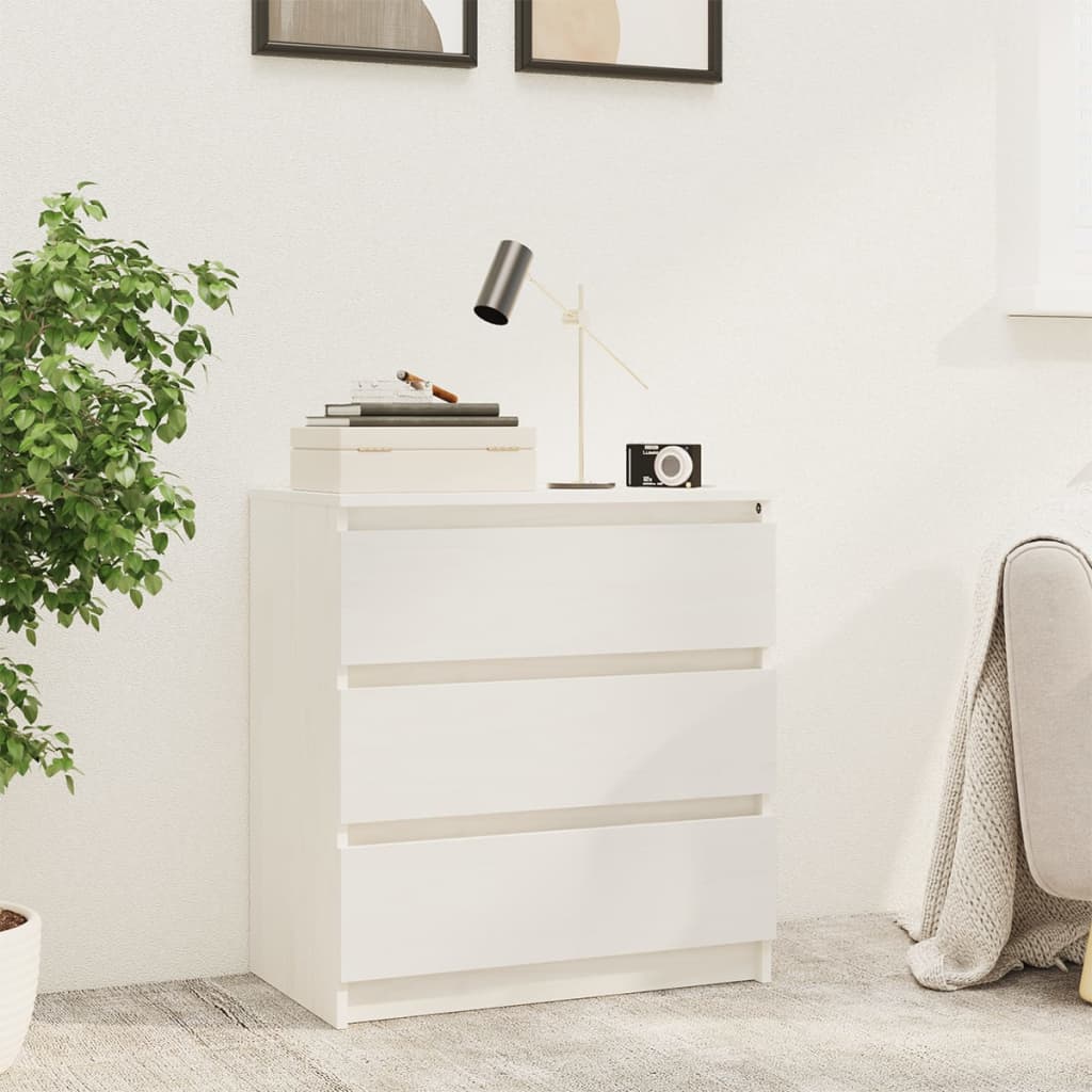 Bedside Cabinet White 60x36x64 cm Solid Pinewood