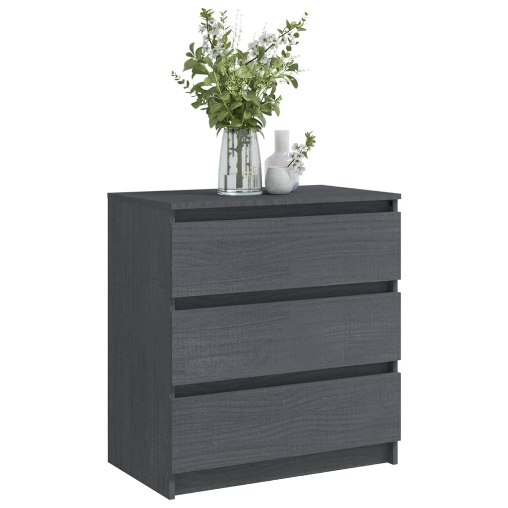 

vidaXL Nachtkastje 60x36x64 cm massief grenenhout grijs