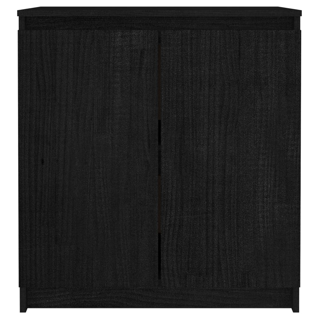 vidaXL Страничен шкаф, черен, 60x36x65 см, борово дърво масив