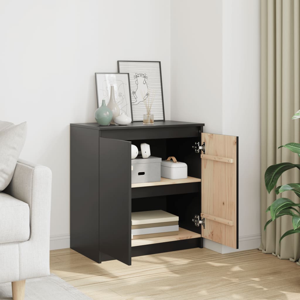 

vidaXL Bijzetkast 60x36x65 cm massief grenenhout zwart