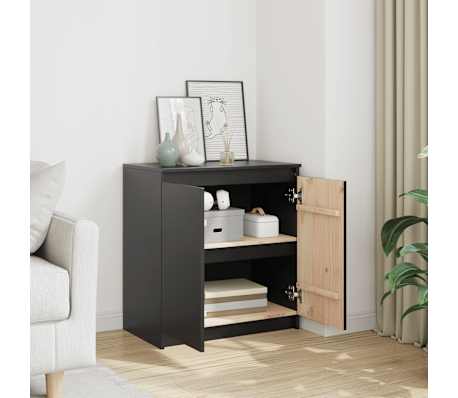 vidaXL &Scaron;oninė spintelė, juoda, 60x36x65cm, pu&scaron;ies medienos masyvas