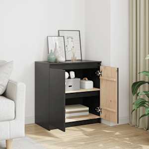 vidaXL &Scaron;oninė spintelė, juoda, 60x36x65cm, pu&scaron;ies medienos masyvas