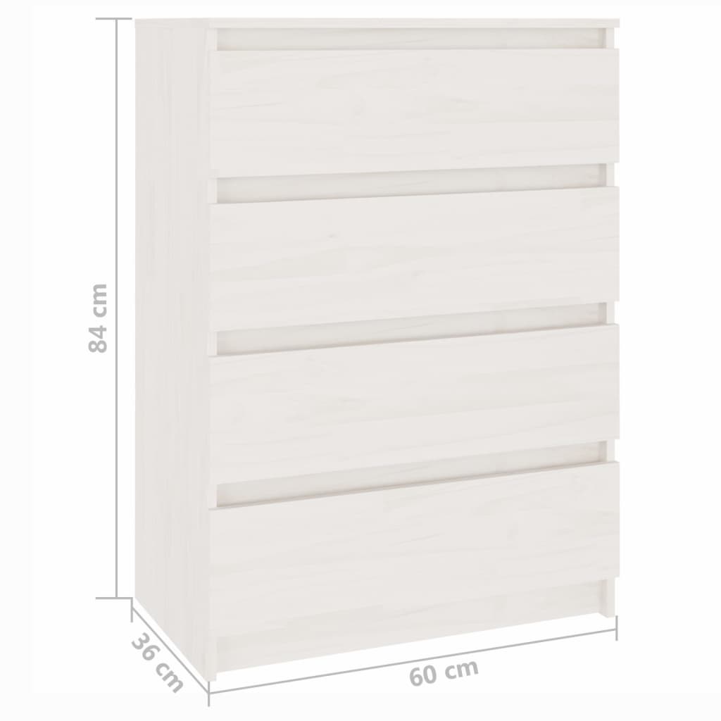 Odkládací skříňka bílá 60 x 36 x 84 cm masivní borové dřevo