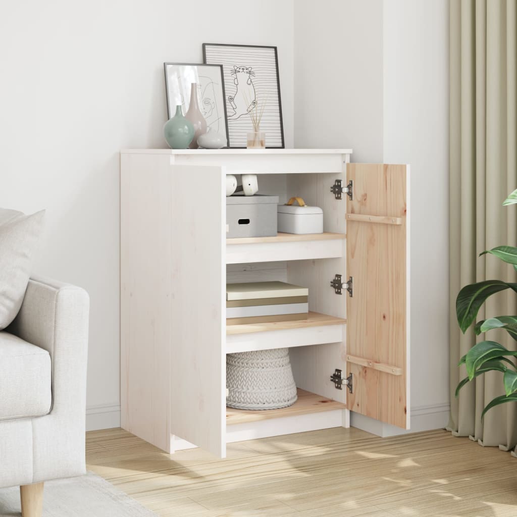 

vidaXL Dressoir 60x36x84 cm massief grenenhout wit