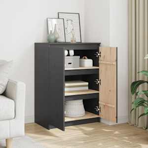 vidaXL Szafka boczna, szara, 60x36x84 cm, lite drewno sosnowe