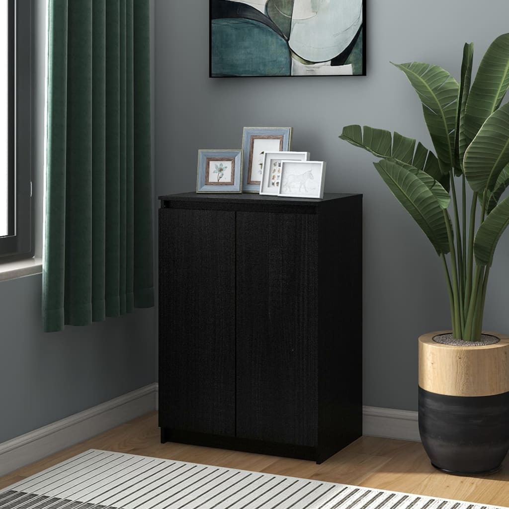 vidaXL Dulap, negru, 60x36x84 cm, lemn masiv de pin