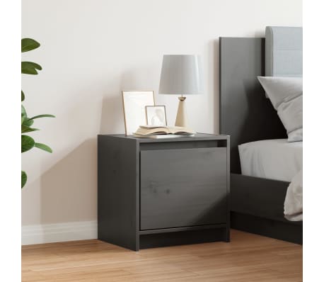 vidaXL Mesita de noche madera maciza de mango gris 40x30,5x40 cm