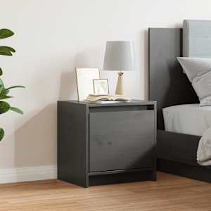 vidaXL Mesita de noche madera maciza de mango gris 40x30,5x40 cm