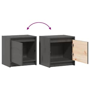 Noční stolky 2 ks šedé 40 x 30,5 x 40 cm masivní borové dřevo - obrázek 7
