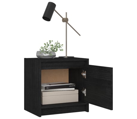 vidaXL sengeskab 40x30,5x40 cm massivt fyrretr&aelig; sort