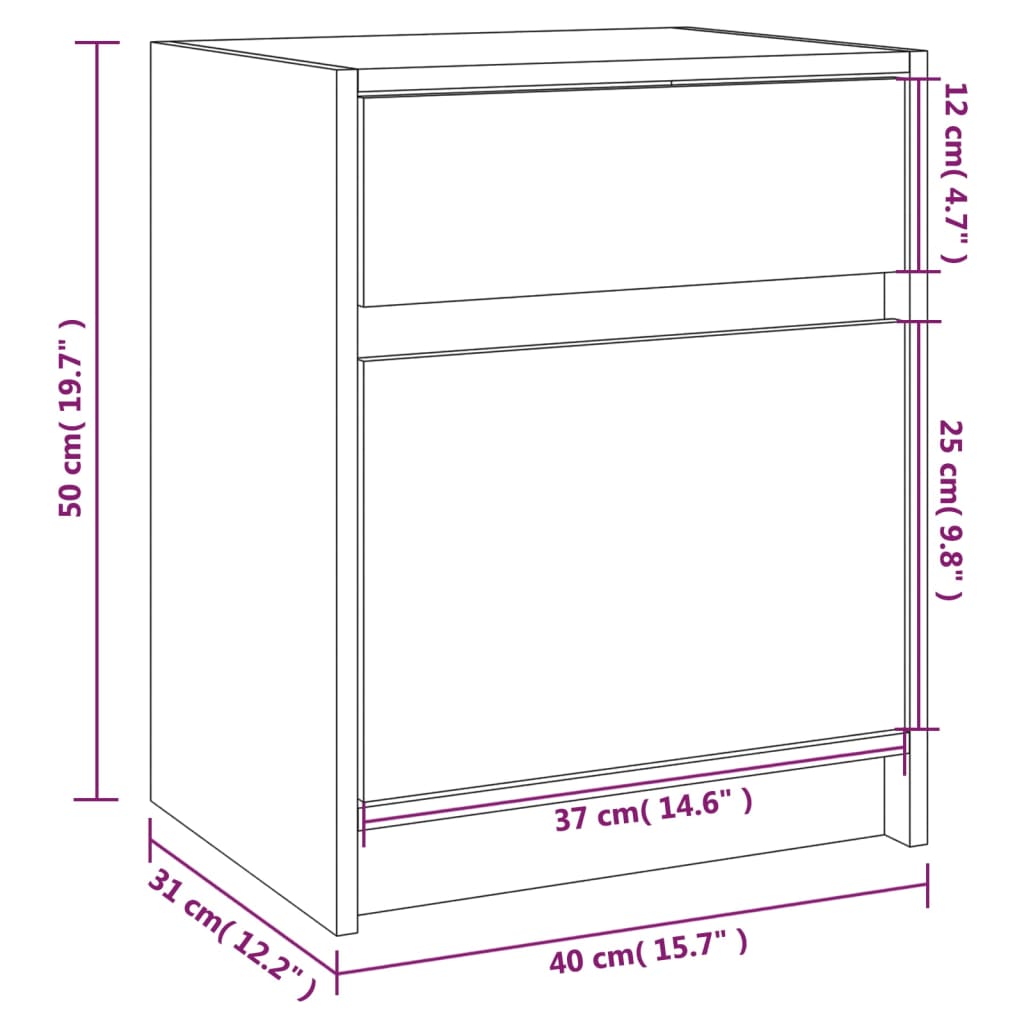 Szafki nocne, 2 szt., 40x31x50 cm, lite drewno sosnowe