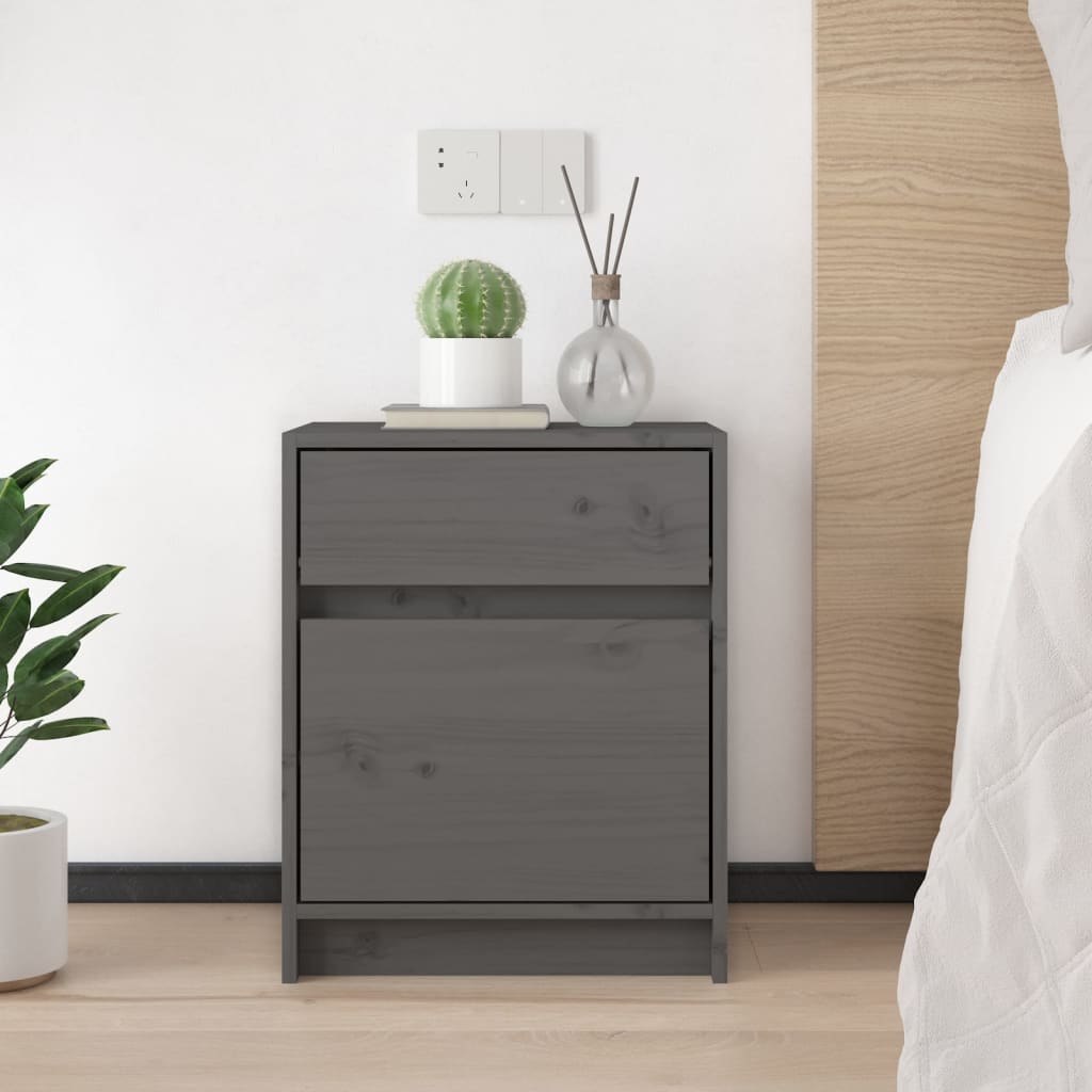 

vidaXL Nachtkastjes 2 st 40x31x50 cm massief grenenhout grijs