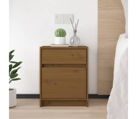 vidaXL Nattbord honningbrun 40x31x50 cm heltre furu