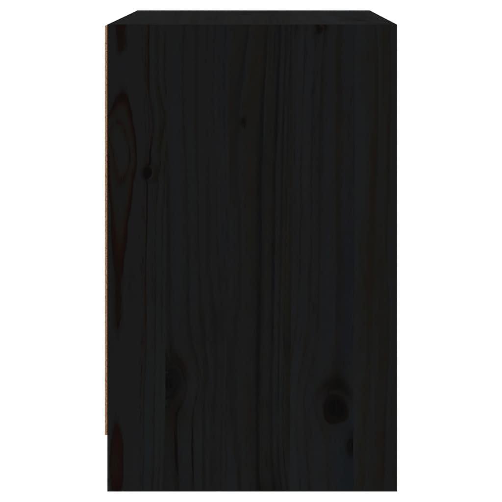 Fekete tömör fenyőfa éjjeliszekrény 40 x 31 x 50 cm 