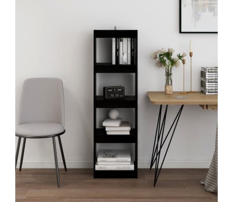 vidaXL Bibliotecă/Separator cameră, negru, 40x30x135,5 cm, lemn de pin