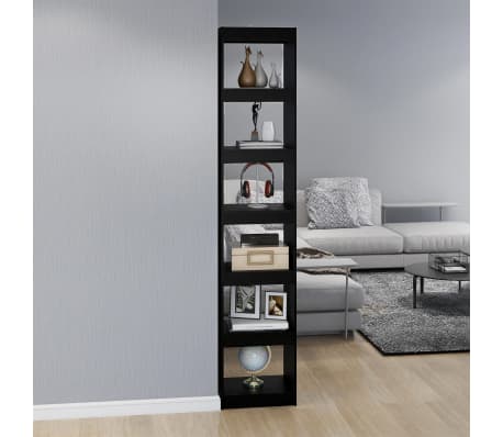 vidaXL Βιβλιοθήκη/Διαχωριστικό Χώρου Μαύρο 40x30x199 εκ. Ξύλο Πεύκου
