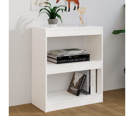 vidaXL B&uuml;cherregal/Raumteiler Wei&szlig; 60x30x71,5 cm Massivholz Kiefer