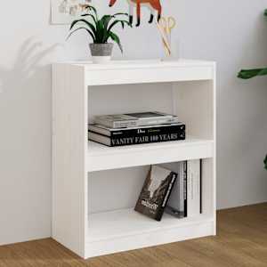 vidaXL B&uuml;cherregal/Raumteiler Wei&szlig; 60x30x71,5 cm Massivholz Kiefer