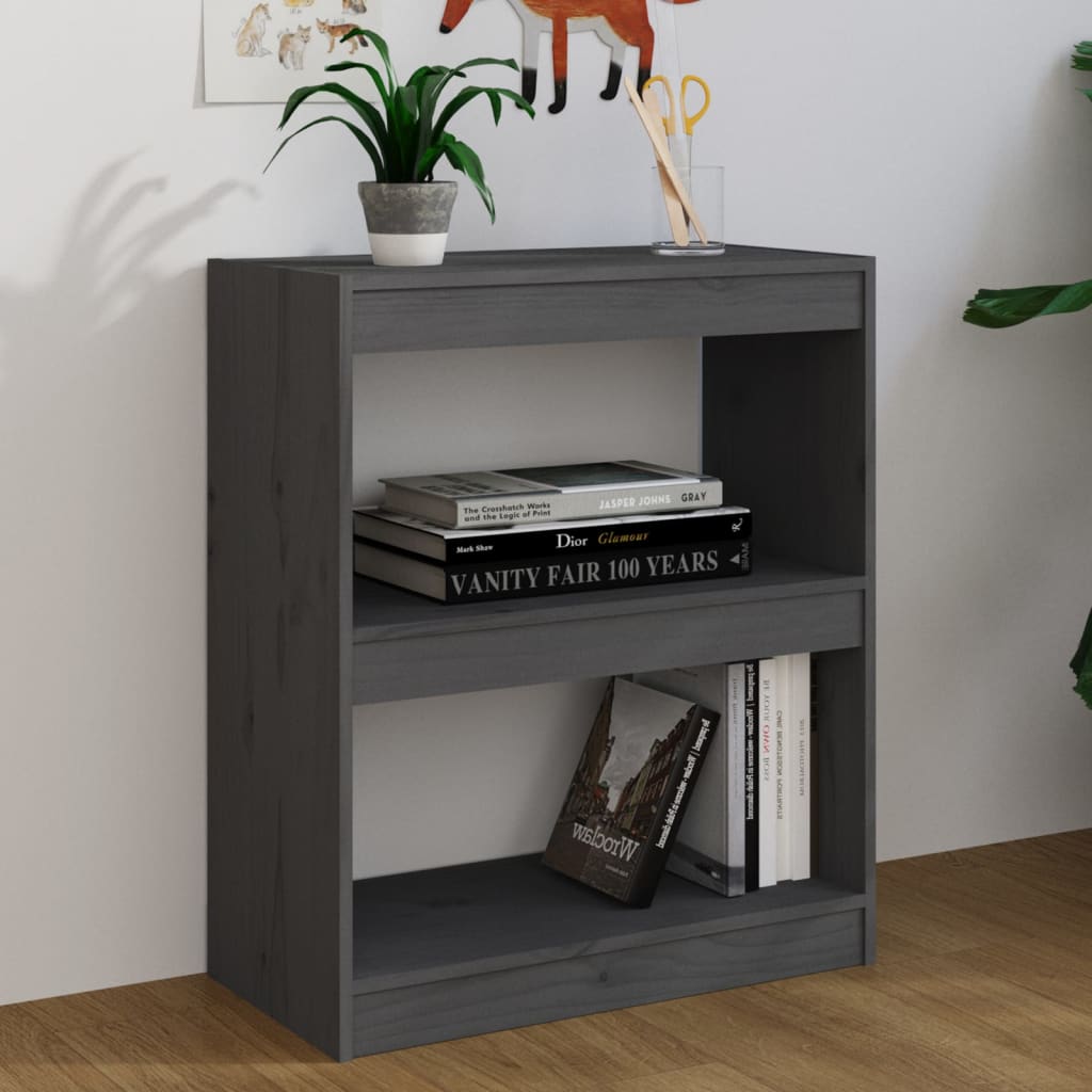 vidaXL Boekenkast/kamerscherm 60x30x71,5 cm massief grenenhout grijs