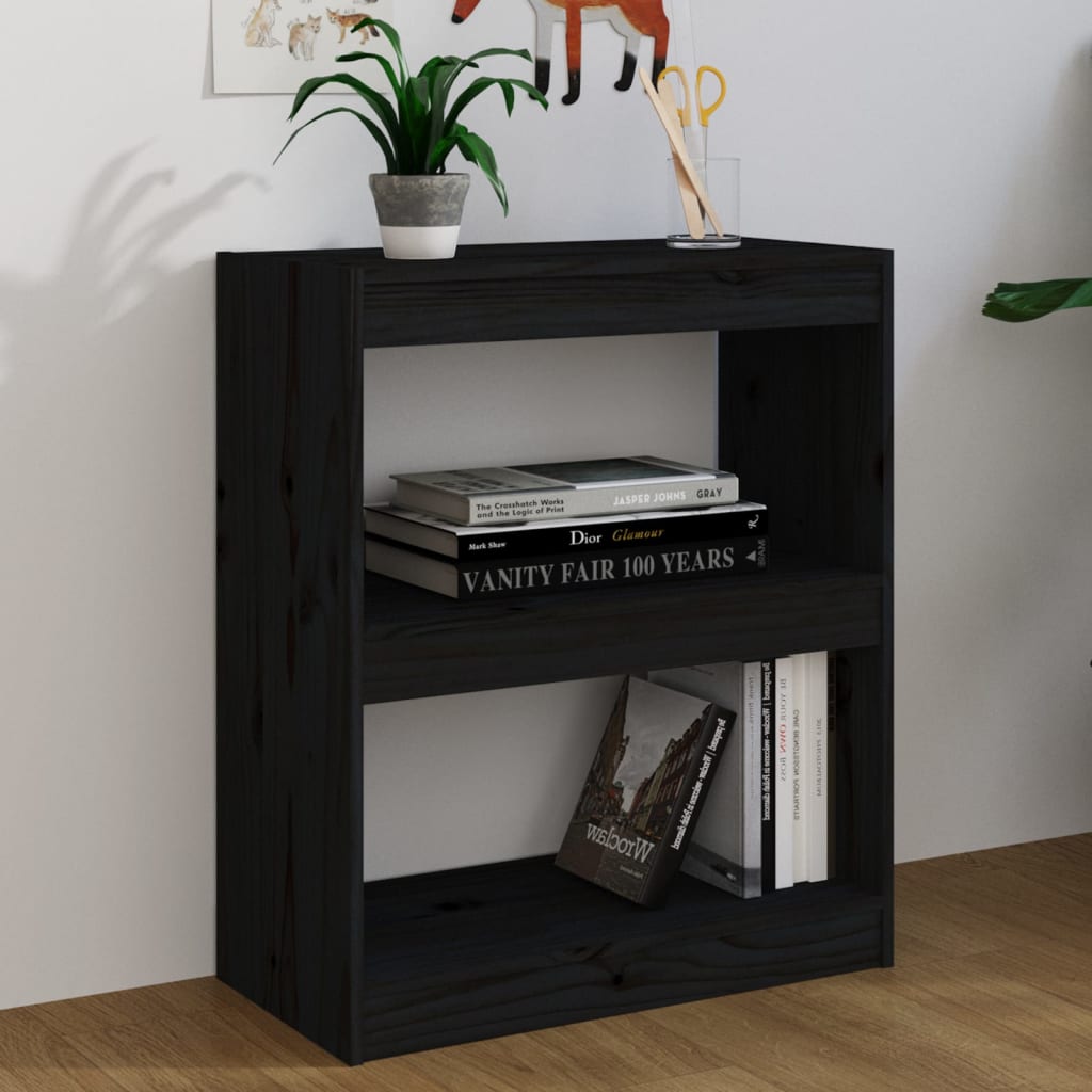 

vidaXL Boekenkast/kamerscherm 60x30x71,5 cm massief grenenhout zwart