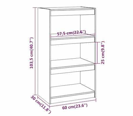 Bücherregal Raumteiler 80x25x101 Cm Aus Massivem Kiefernholz – Rustikaler Stauraum Für Bücher & Deko