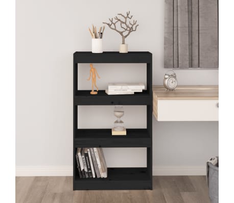 vidaXL B&uuml;cherregal/Raumteiler Schwarz 60x30x103,5 cm Massivholz Kiefer