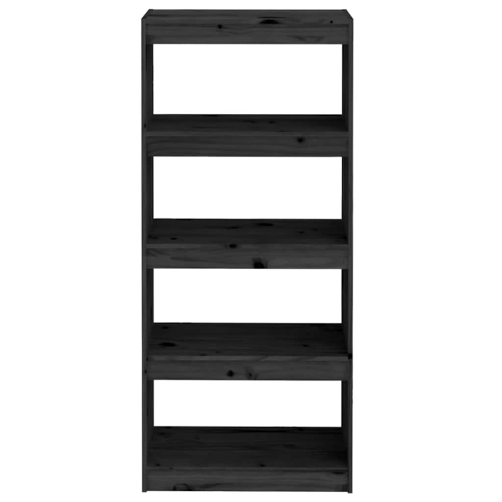 Bibliothèque Séparateur de Pièce Noir 60x30x135,5 cm Pin Solide Armoire