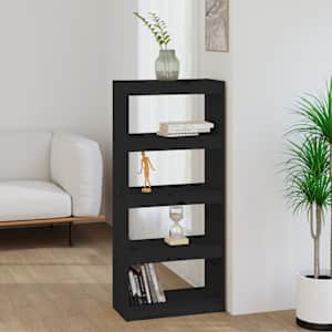 Knjižna omara / pregrada črna 60x30x135,5 cm trden les