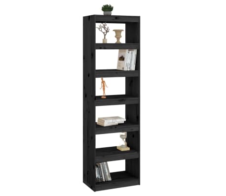 vidaXL Spintelė knygoms/kambario pertvara, juoda, 60x30x199,5cm, pu&scaron;is