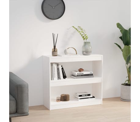 vidaXL Bücherregal/Raumteiler Weiß 80x30x71,5 cm Massivholz Kiefer