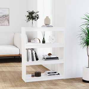 Knjižna omara/pregrada bela 80x30x103,5 cm trdna borovina