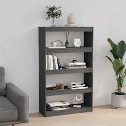 vidaXL Book Cabinet/Room Divider Grey 80x30x135,5 cm Solid Wood Pine