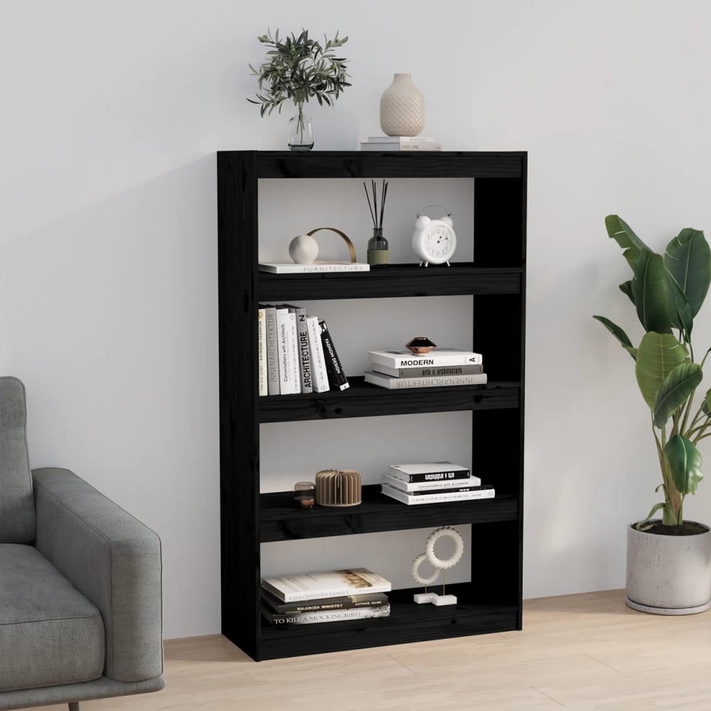 

vidaXL Boekenkast/kamerscherm 80x30x135,5 cm massief grenenhout zwart