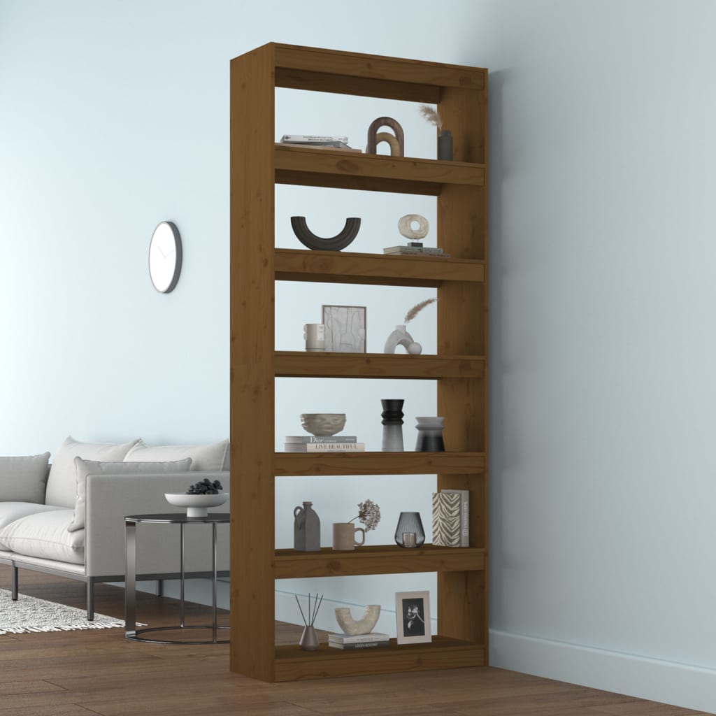 vidaXL Book Cabinet/Room Divider Honey Brown 80x30x199.5 cm Wood Pine