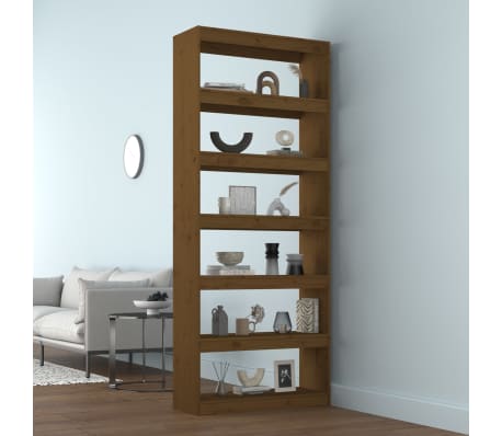 vidaXL Book Cabinet/Room Divider Honey Brown 31.5"x11.8"x78.5" Wood Pine