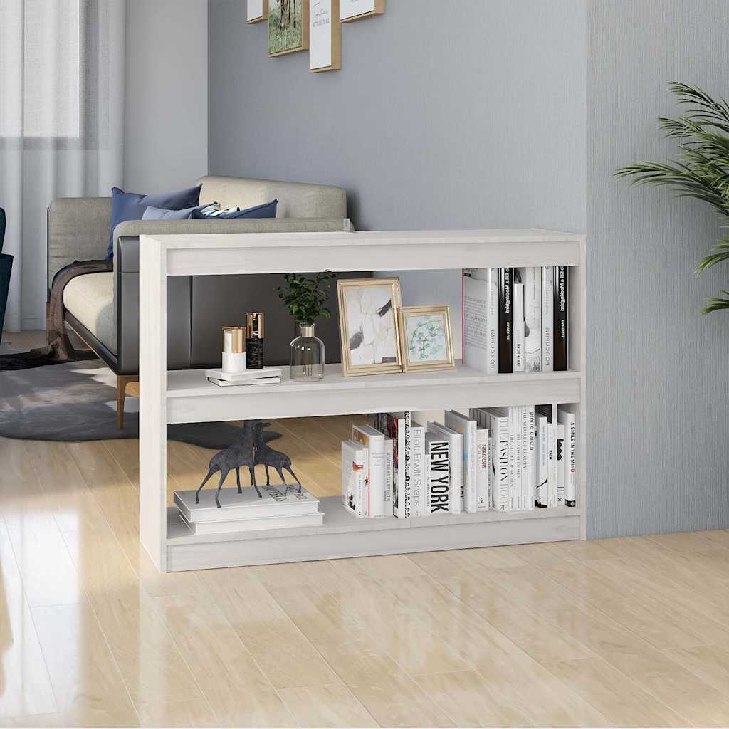 vidaXL Rega� na ksi��ki/przegroda, bia�y, 100x30x71,5 cm, lita sosna