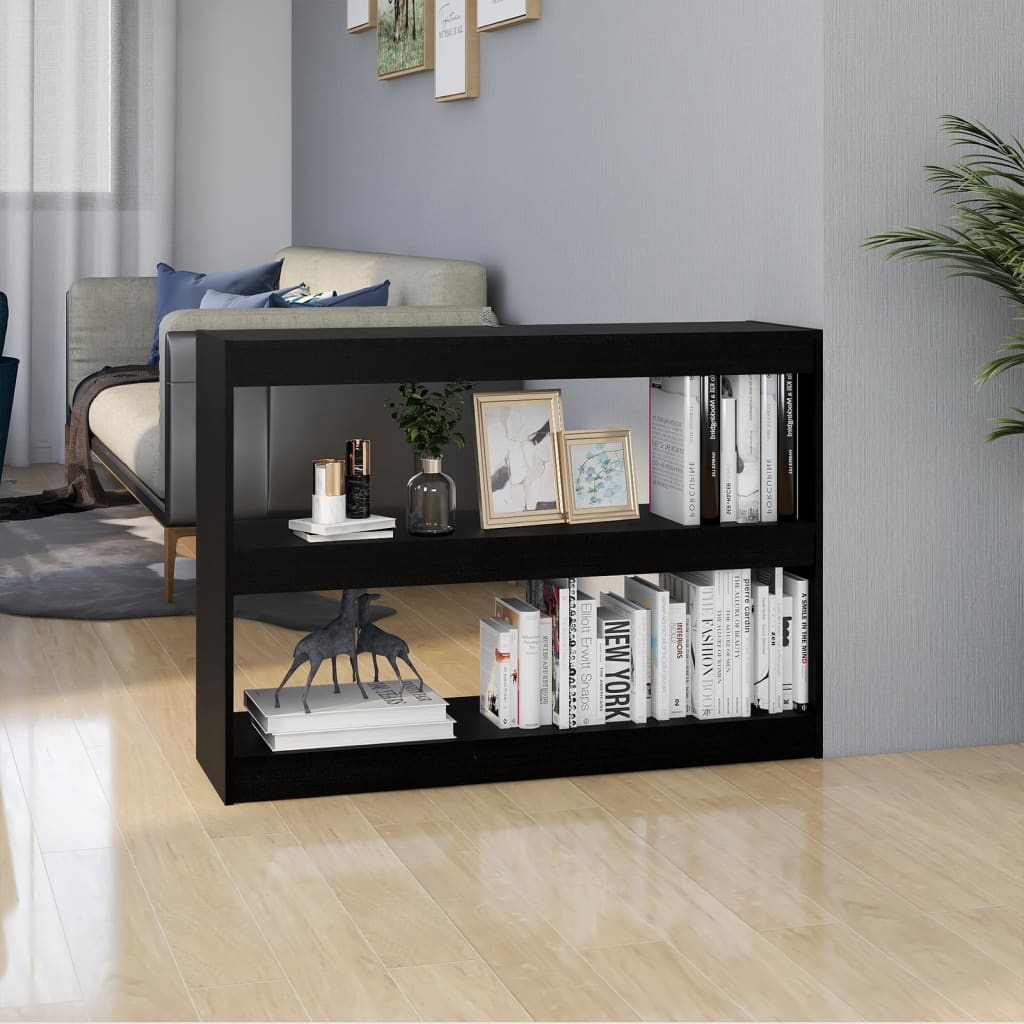 vidaXL Bibliotecă/Separator cameră, negru, 100x30x71,5 cm, lemn de pin