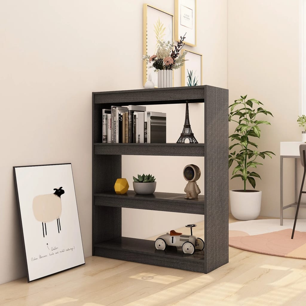 

vidaXL Boekenkast/kamerscherm 100x30x103 cm massief grenenhout grijs