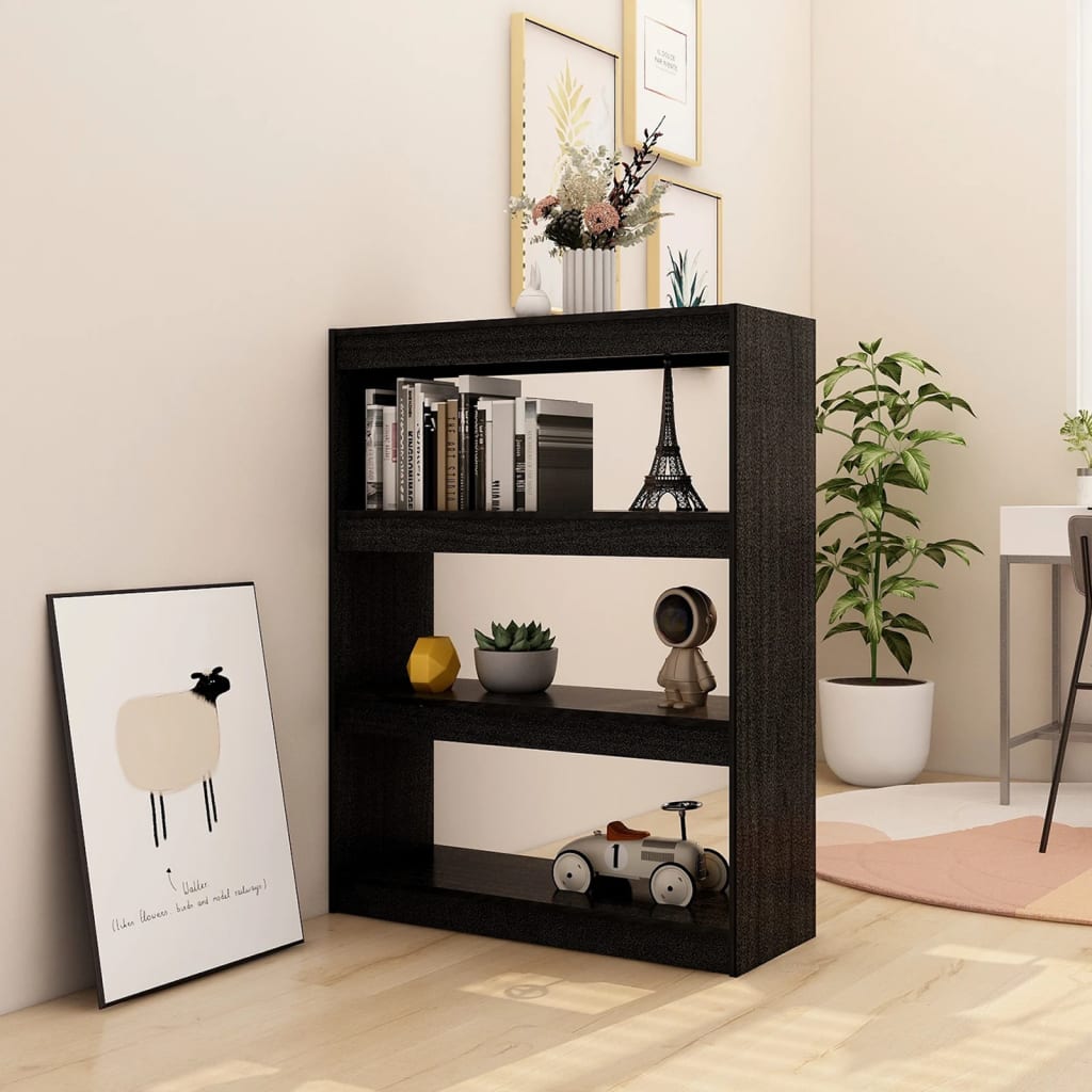 

vidaXL Boekenkast/kamerscherm 100x30x103 cm massief grenenhout zwart