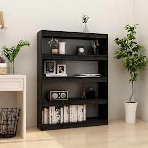 Knjižna omara za razdelitev prostora črna 100x30x135,5 cm