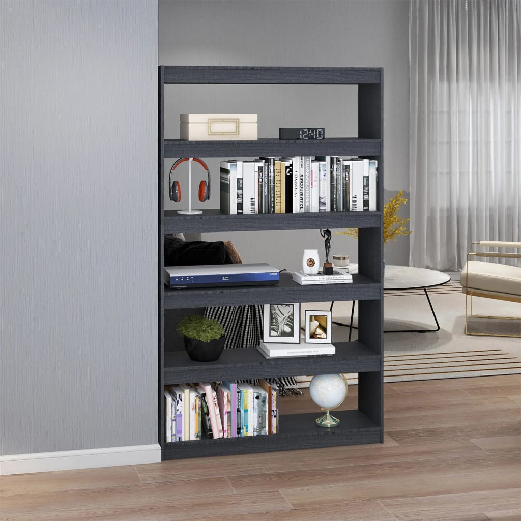 

vidaXL Boekenkast/kamerscherm 100x30x167,5 cm massief grenenhout grijs