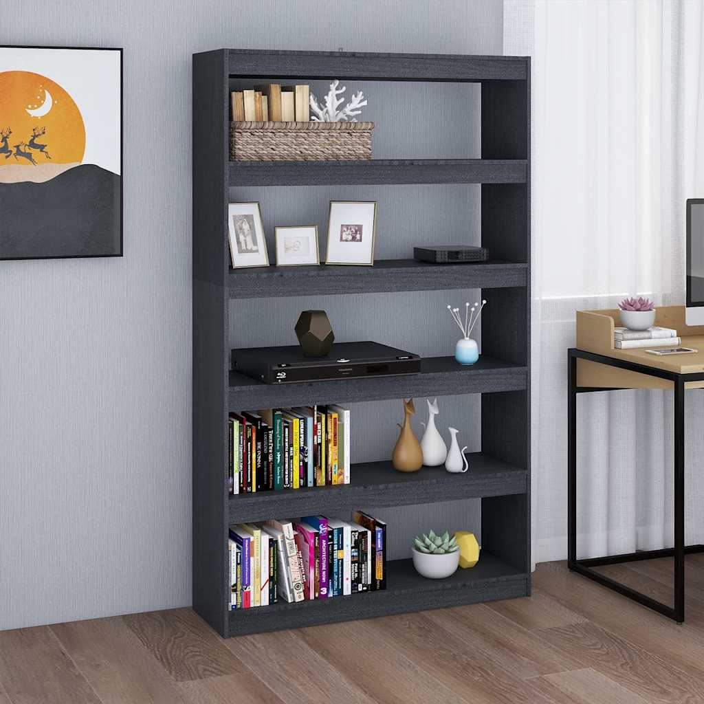 vidaXL Rega� na ksi��ki/przegroda, szary, 100x30x167,5 cm, lita sosna
