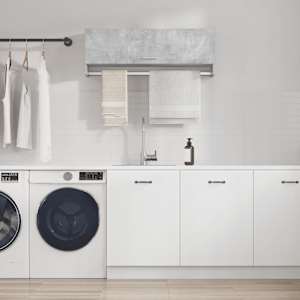 Garderobna omara betonsko siva 100x32,5x35 cm iverna plošča