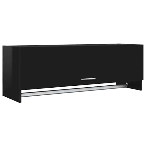 vidaXL garderoob, k&otilde;rgl&auml;ikega must, 100 x 32,5 x 35 cm, puitlaastplaat