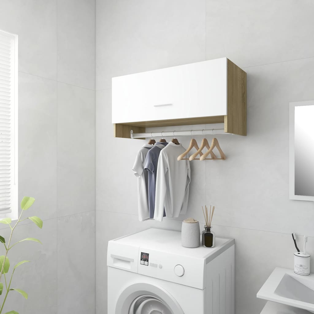 vidaXL Wardrobe White and Sonoma Oak 70x32.5x35 cm Engineered Wood