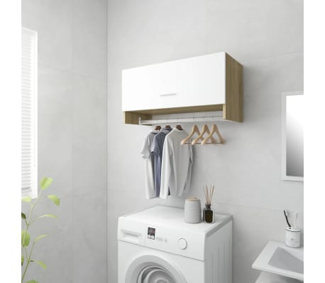 vidaXL Wardrobe White and Sonoma Oak 70x32.5x35 cm Engineered Wood